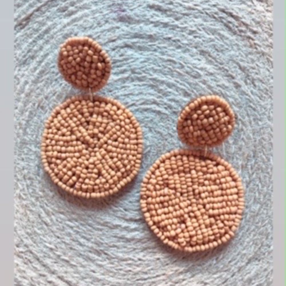 Gold Beaded 2-Tier Earrings